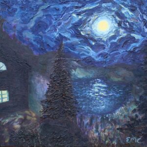 Cabin and full moon